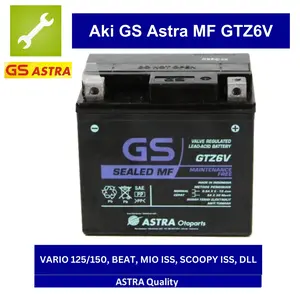 Aki GS ASTRA GTZ6V MF (5 Ah) Vario 125 150 Beat Scoopy Mio ISS Original Murah