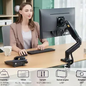 Bracket Monitor North Bayou NB F80 17 - 32 Inch Arm Gas Strut Desktop Black Computer