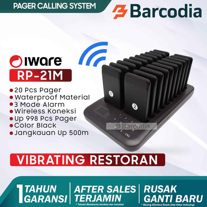Gambar 20Call Mesin Antrian Wireless pager System Utk Alarm restoran/cafe IWARE RP-21M dari Barcodia Kota Administrasi Jakarta Pusat Tokopedia