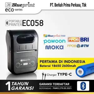 Printer Portable Kasir POS Thermal Bluetooth + Batere BluePrint ECO58