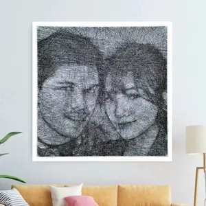 StringArt Lukisan Benang dua wajah ukuran 78x78cm