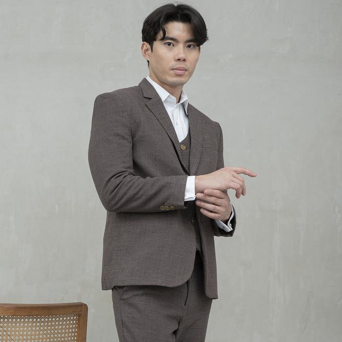 Gambar Houseofcuff Jas Celana Vest Rompi Blazer Coklat Slim Fit Motif Kotak - Jas Only, M dari House of Cuff Kota Administrasi Jakarta Barat Tokopedia
