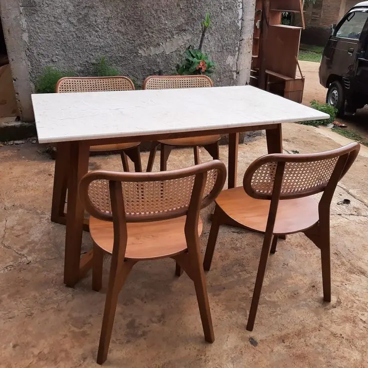 Chairs Kursi Makan Cafe Kursi Rotan Kursi Makan Rotan Kursi Minimalis  Kayu Jati  Asli 1