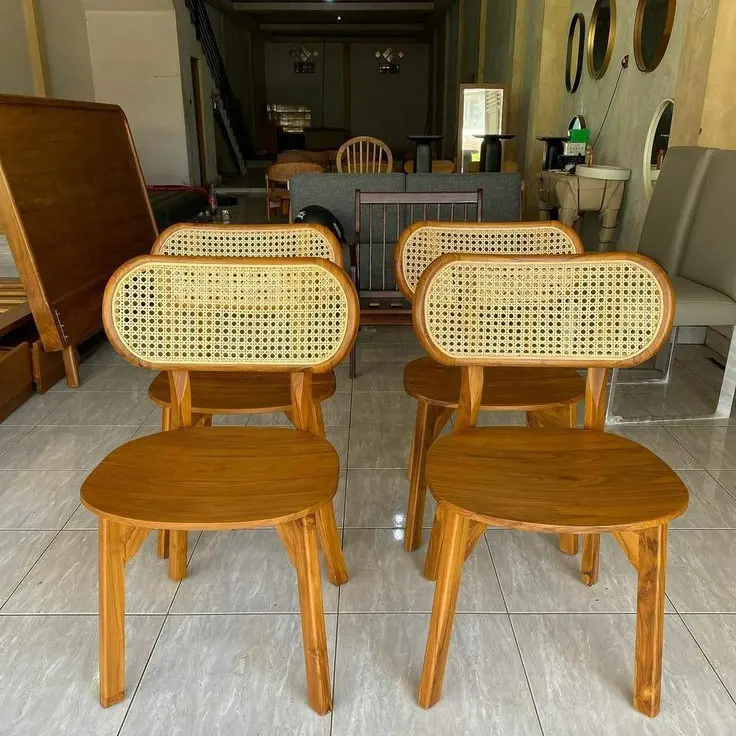 Chairs Kursi Makan Cafe Kursi Rotan Kursi Makan Rotan Kursi Minimalis  Kayu Jati  Asli 0