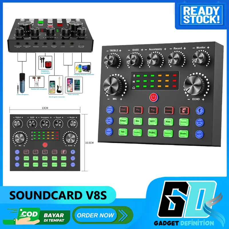 Sound Card V8S Live Mixer Audio USB External Soundcard Broadcast 0
