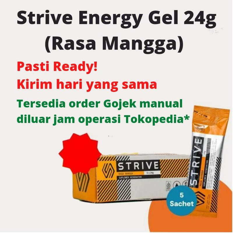 STRIVE ENERGY GEL 24g MANGGA MARKISA NANAS untuk supplemen tenaga lari sepeda triathlon  - 1 BOX isi 5 sachet 3