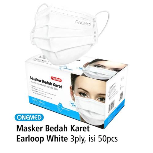 Onemed Masker 3 Ply Earloop Medis Warna Putih - Masker Bedah