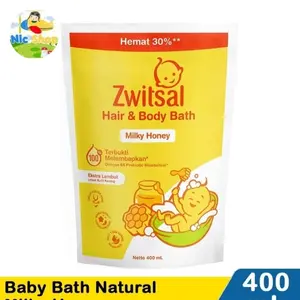 Zwitsal Baby Milky Bath Rich Honey Natural Refill 400ml Sabun Mandi Bayi Anak Bayi Sabun Cair
