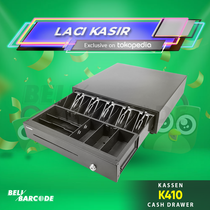 Gambar KASSEN K-410 WARNA HITAM LACI UANG KASIR dari Beli Barcode Surabaya Kota Surabaya Tokopedia