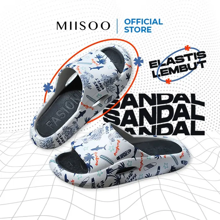 Gambar MIISOO Sandal Wanita Pria Slip On/Sandal Unisex/Sandal Unisex flip flo - Hitam/Putih, 44/45 dari MIISOO Kab. Tangerang 4 Tokopedia