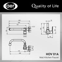 Gambar AER Kran Dapur - Keran Air Kuningan / Wall Kitchen Faucet HOV 01A dari Sutindo Shop Kota Surabaya 2 Tokopedia