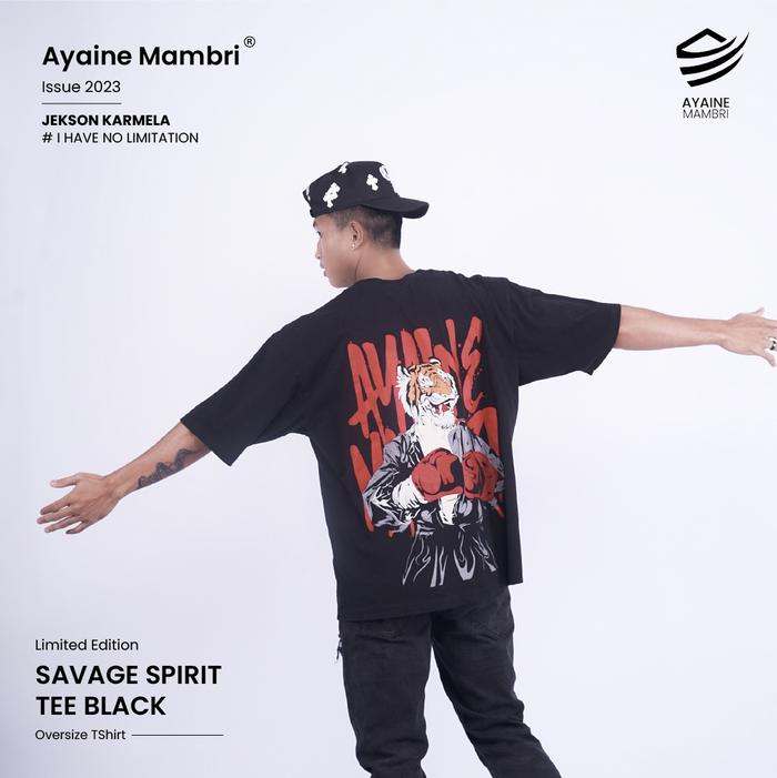 Gambar Ayaine Mambri Savage Spirit Tee Oversized T-Shirt  - Black dari Ayaine Mambri Official Jakarta Pusat Tokopedia