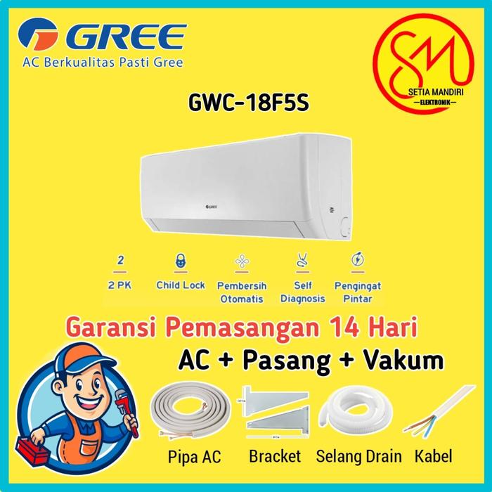 Gambar AC GREE Inverter 2 PK GWC18F5S | GWC-18F5(S) White Pearl Garansi 10 Tahun Kompresor Freon R32 - AC SAJA  dari Setia Mandiri Elektronik Kota Bekasi Tokopedia
