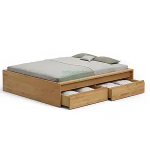 dipan tempat tidur kayu minimalis tanpa sandara  uk 200x160