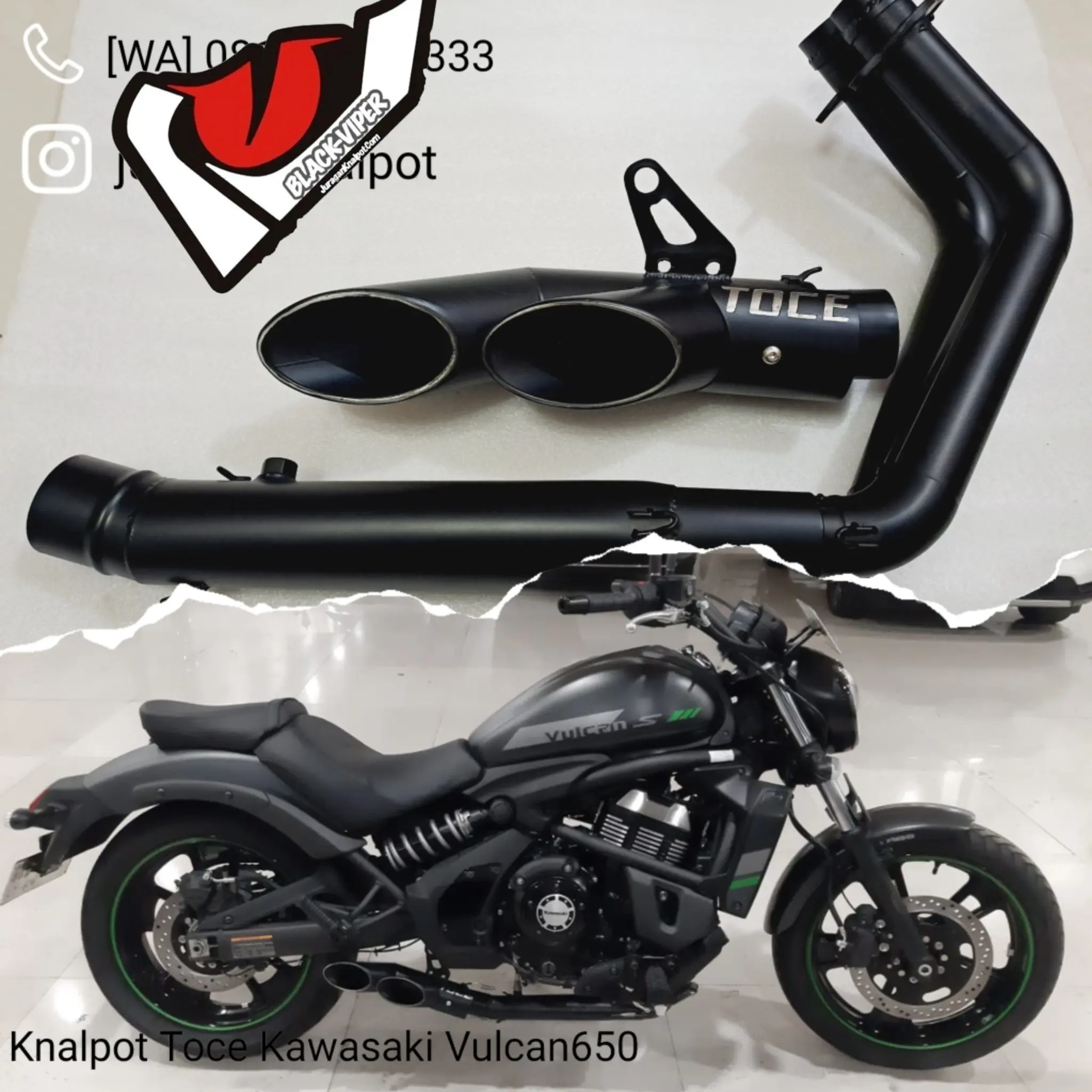 Black Viper Knalpot Fullsystem PNP Kawasaki Vulcan 650 Model Toce Underbelly