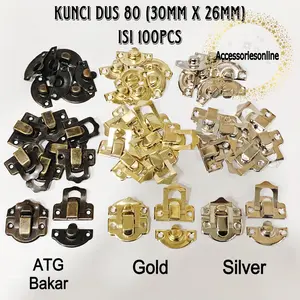Kunci Dus / Kunci Perhiasan Gold / Pengait Kotak 30 X 26 Isi 100pcs