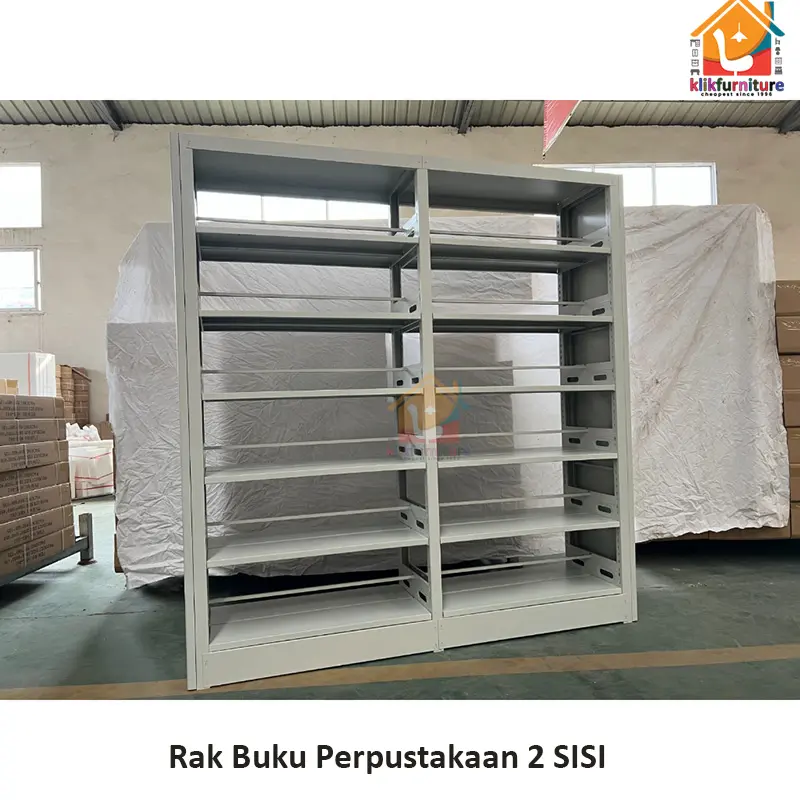 Rak Buku Perpustakaan Besi Library Book Rack 2 Sisi HBS001 2