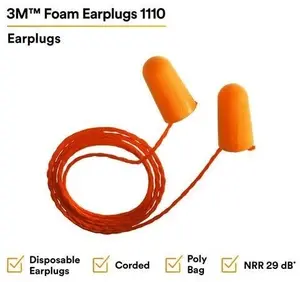 3M earplug cord protector foam 1110,penutup pelindung telinga busa