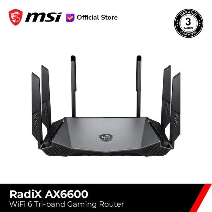 Gambar MSI RadiX AX6600 WiFi 6 Tri-Band Gaming Router [2.4GHz,5GHz-L, 5GHz-H] dari KomputerMedan OS Kota Medan Tokopedia