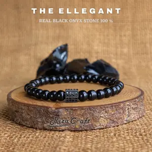 Gelang Tasbih 6 mm Batu Hitam Onyx Keren Akik Premium 33 Butir