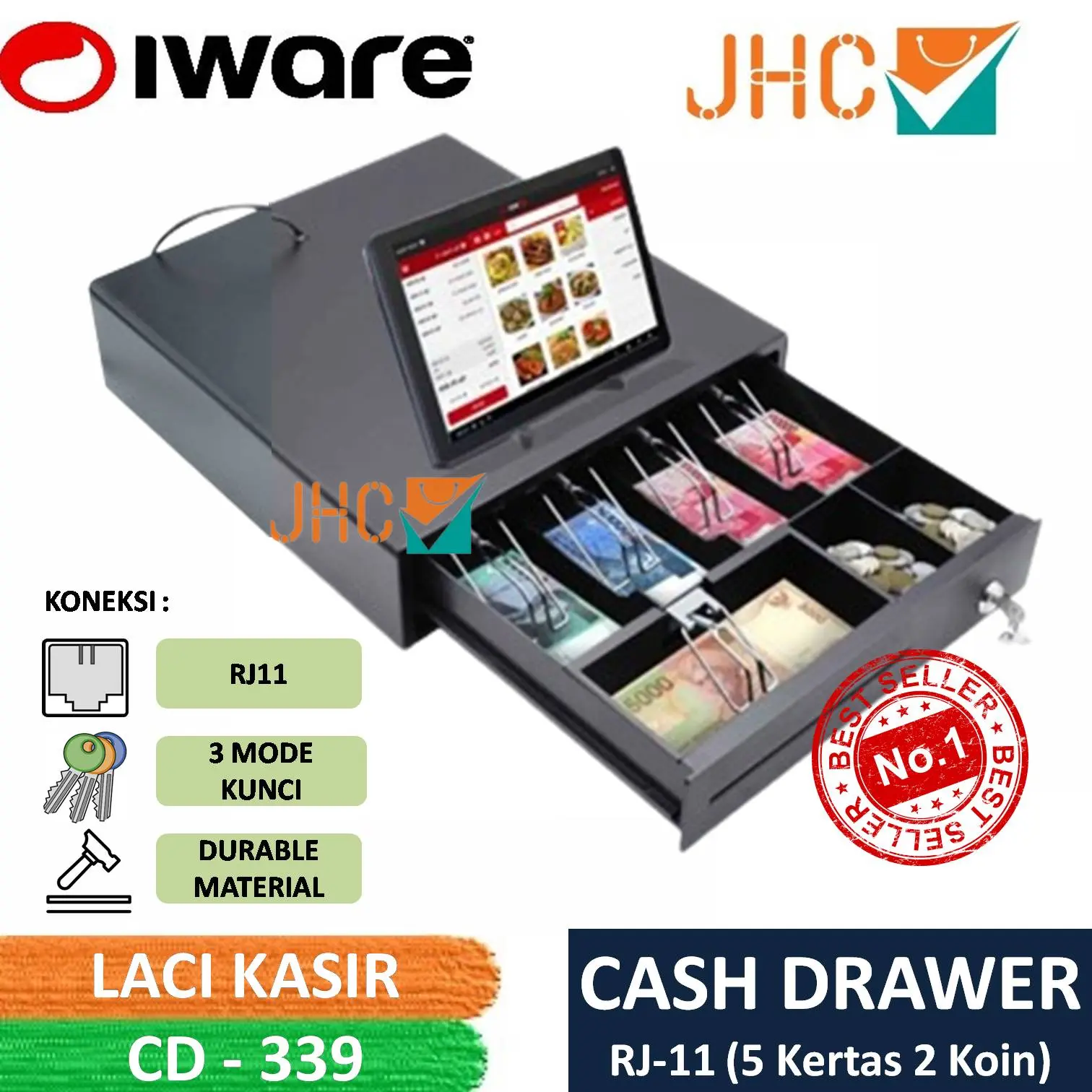 IWARE LACI KASIR UANG CD339 CASH DRAWER CD-339 RJ11 Pengganti CD330