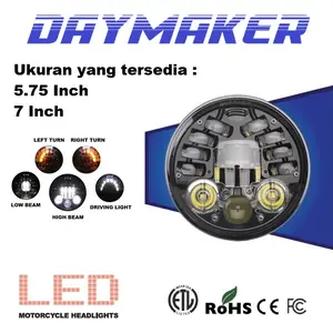 Lampu Utama DAYMAKER DOT SAE Motor 16 LED 5,75 Inch 75Watt 5.75 5 Inci Car