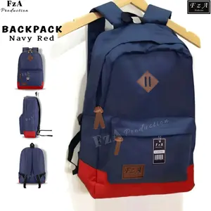 Tas Ransel Distro Casual Pria Wanita Original FzA - Navy Red FZ
