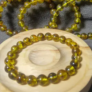 Gelang Mexico Plant Blue Amber Natural 8 mm Top Grade