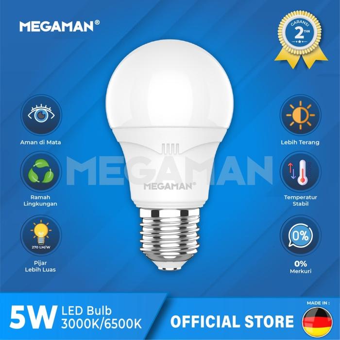 Gambar LAMPU MEGAMAN LED YTA55Z4 5W - 6500k dari BestBright Store Kota Administrasi Jakarta Pusat Tokopedia