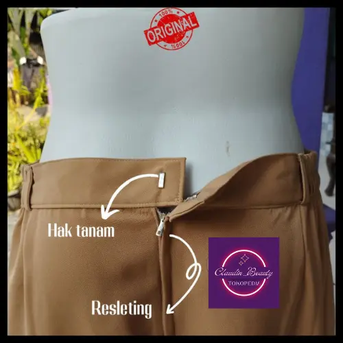 Rok Warna Cream Jumbo Rok Kerja Wanita Rok A Line Panjang Polos Formal 4