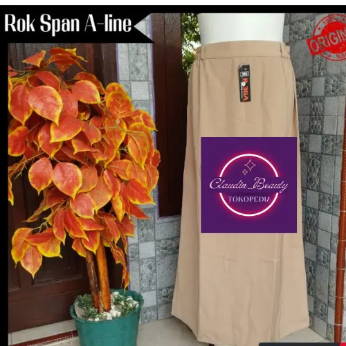 Rok Warna Cream Jumbo Rok Kerja Wanita Rok A Line Panjang Polos Formal 2