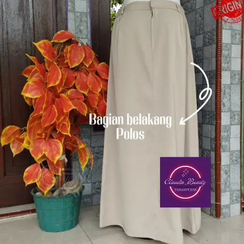 Rok Warna Cream Jumbo Rok Kerja Wanita Rok A Line Panjang Polos Formal 1