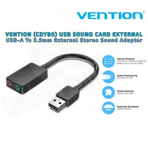 VENTION 2PORT USB EXTERNAL SOUND CARD 0.15M BLACK (CDYBO)