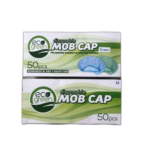Mobcap Haircap Nurse Cap Hairnet Dispossable Warna Hijau 50 Pcs