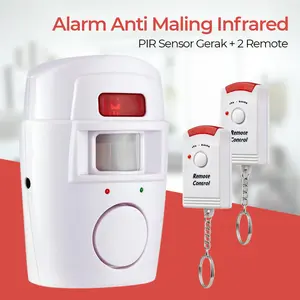 Alarm Anti Maling Sensor Gerak Infrared PIR 105dB 2 Remote Wireless
