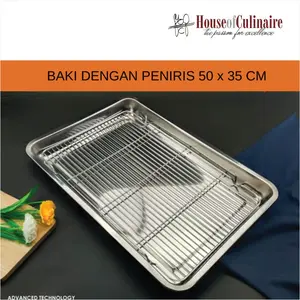 Nampan Baki Stainless 50 x 35 cm Dengan Peniris  Cooling Tray Set