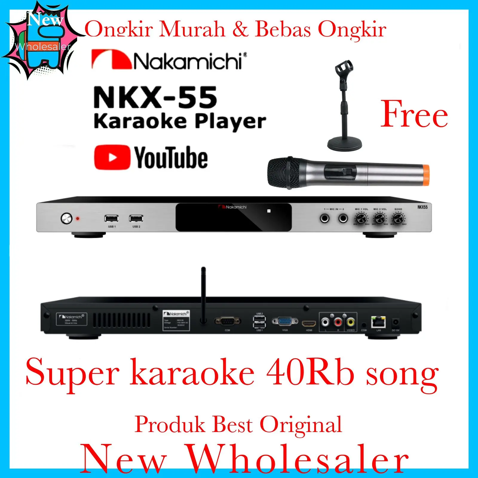 Player karaoke nakamici Andorid NKX55 40 Song Musik Original Resmi