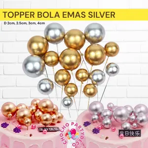 (10pc) Cake Topper Bola Emas topper kue