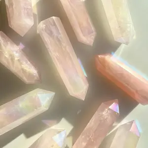 Rose Aura Quartz Point Kristal Asli Batu Alam