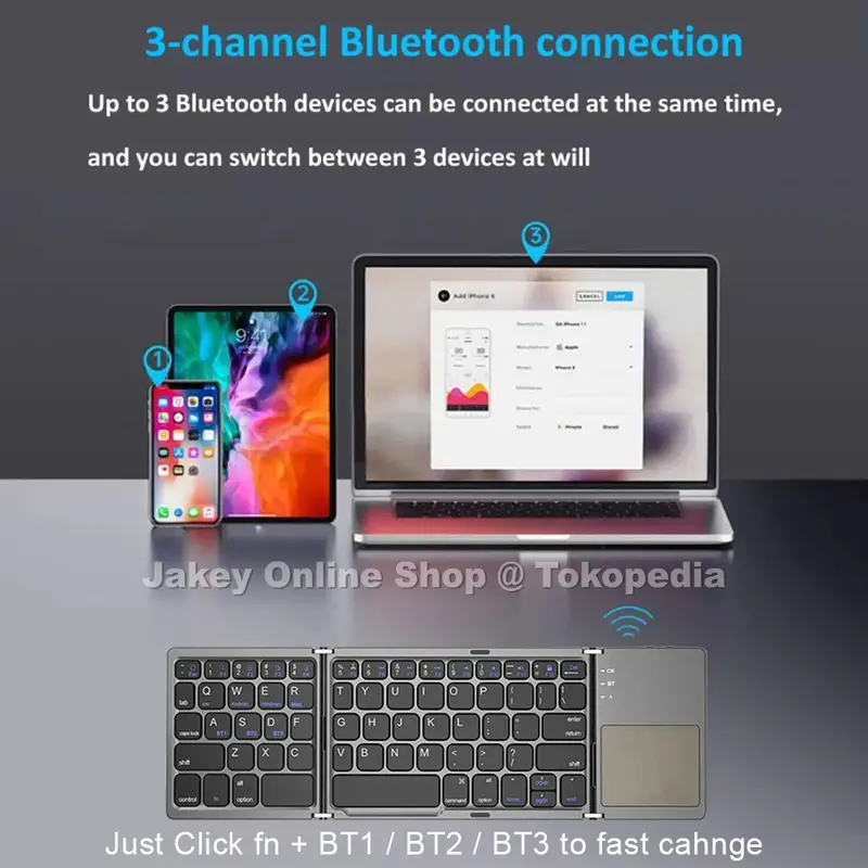 Wireless Bluetooth Foldable Keyboard Touchpad Lipat 3 1