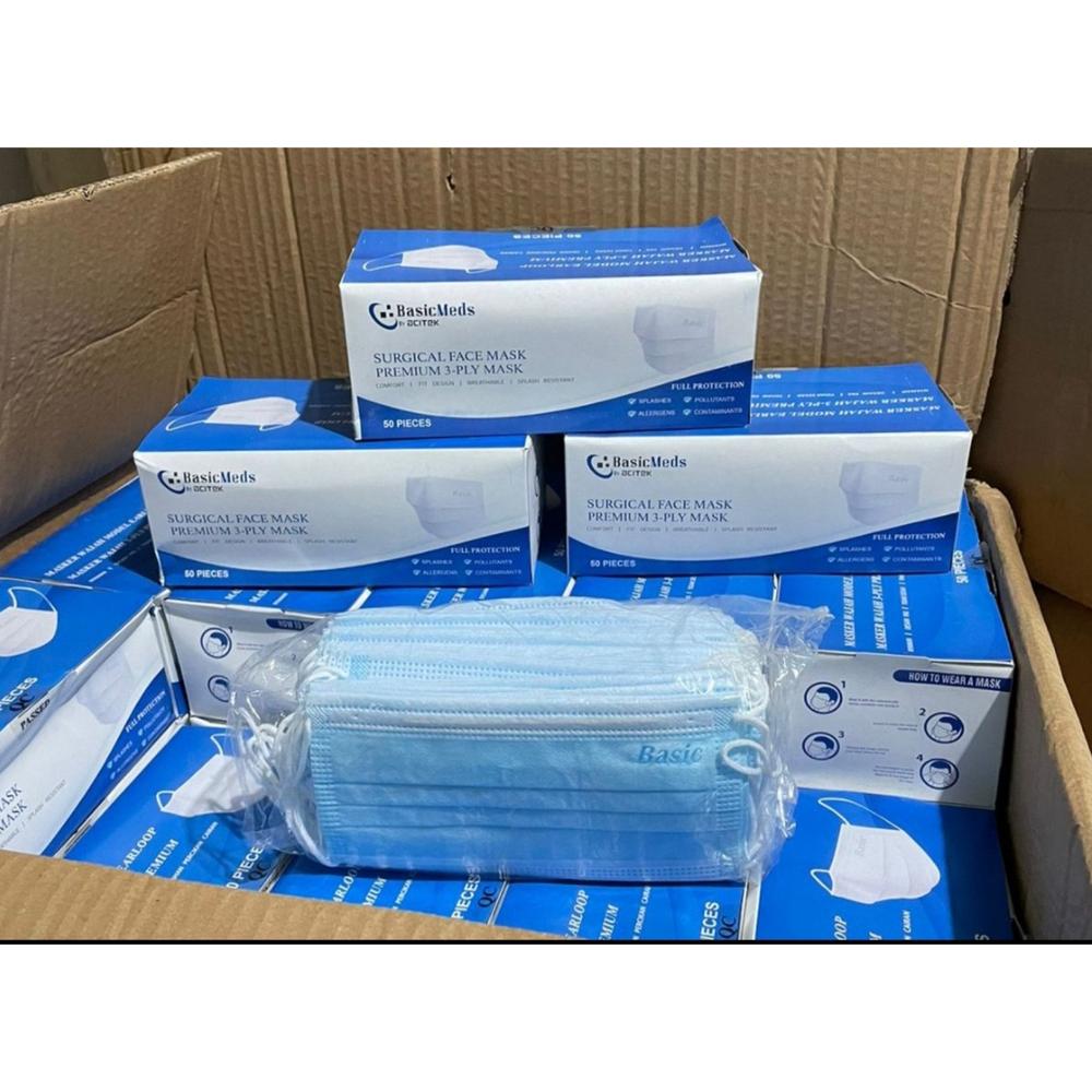 Masker Earloop 3ply isi 50pcs - Biru Tanpa Box