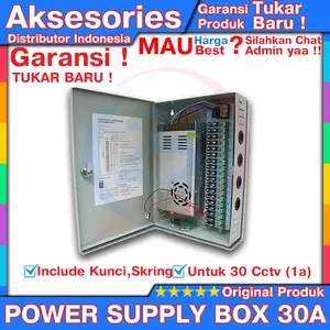 Power Supply / PSU Box 30A 12V CCTV Dilengkapi Kunci & Sekring
