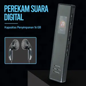 Digital Voice Recorder 16GB Perekam Suara mini Audio USB Rechargeable