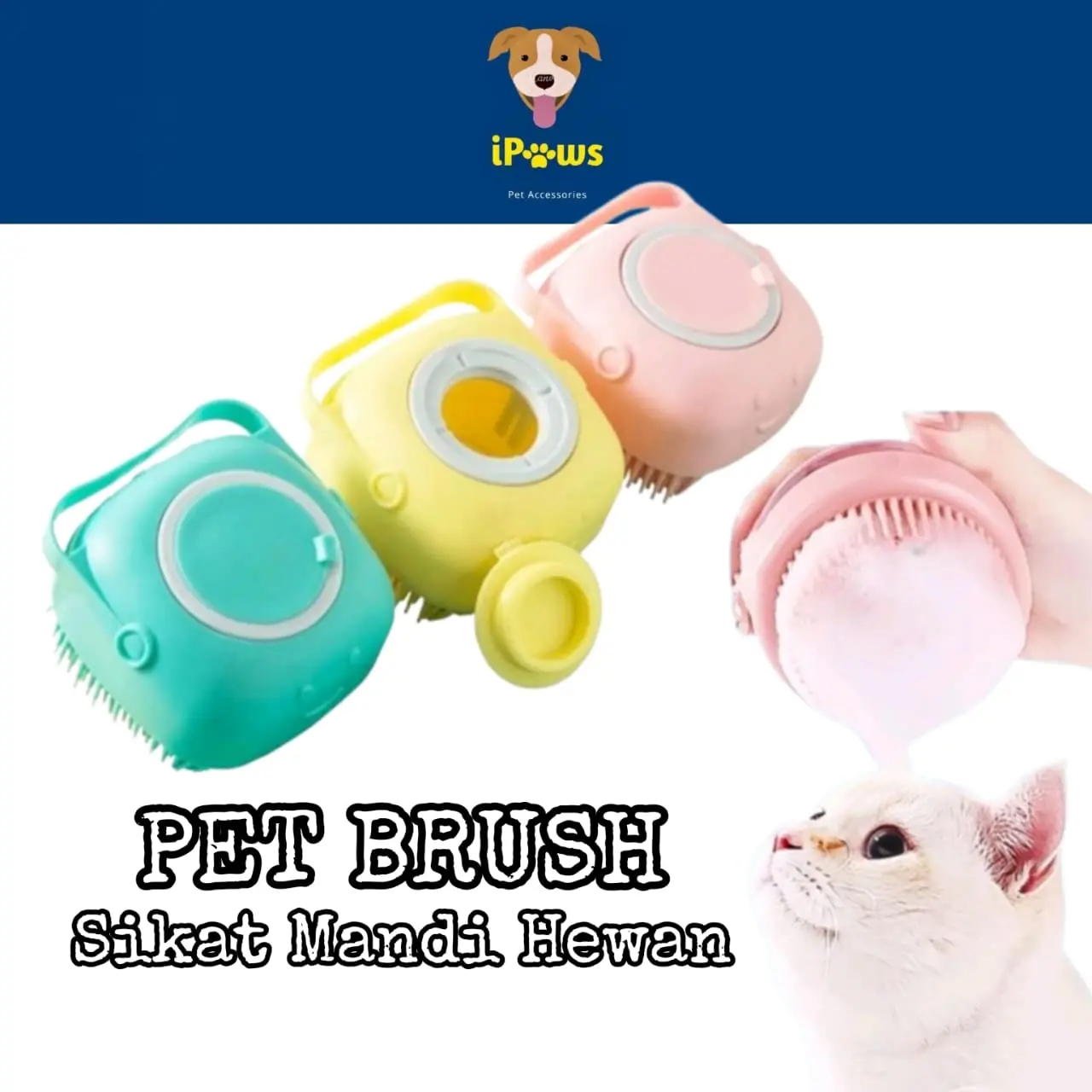 PET BRUSH - Sikat Mandi Silikon Isi Shampo Untuk Hewan Anjing Kucing