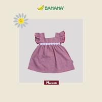 Gambar BANANA Dress bayi perempuan motif kotak variasi renda bunga - maroon, S dari BANANA Official Store Kota Administrasi Jakarta Timur 5 Tokopedia