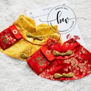 Baju Imlek Anjing Kucing Lunar Cape Collar Kostum Imlek Anjing CNY bib