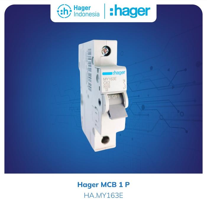 Gambar Hager MCB Listrik 1 Phase 63a 63 ampere 4.5kA - MY163E dari Hager Indonesia Kota Administrasi Jakarta Barat Tokopedia
