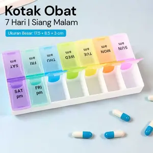 Kotak Pil Obat Tempat Box Obat Harian 2 Waktu Pagi Malam