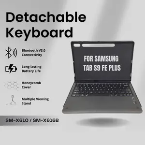 Case Keyboard For Samsung Galaxy Tab S9 FE+ Plus 12.4 inch 2023 TRIPLEDI TD0301 Cover Flip Folio Detachable Bluetooth Casing Magic Magnetic PU Leather Shockproof SM-X610 SM-X616B