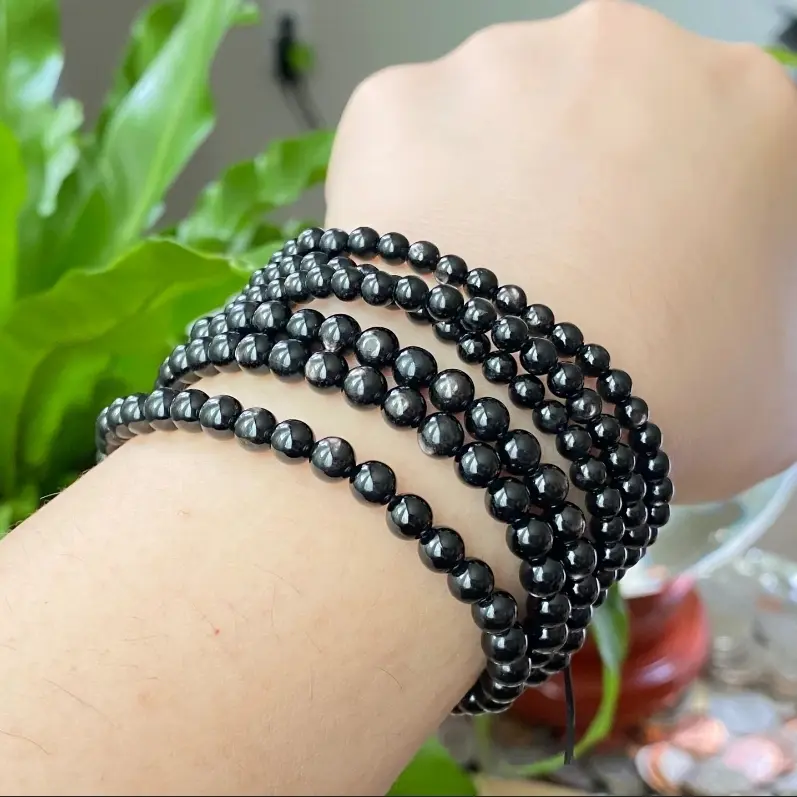 Gelang Natural Hypersthene 4-5mm